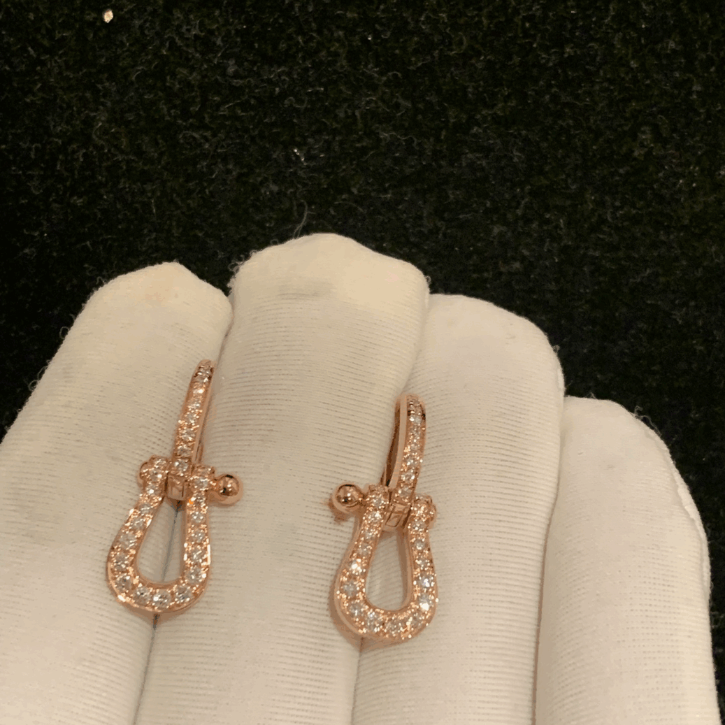 Force 10 Earrings in Pink Gold Paved with Diamonds