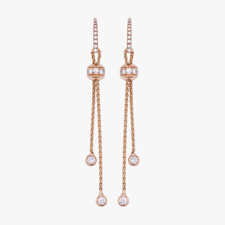 Piaget Possession Earrings in 18K Rose Gold Set with 40 Diamantes de corte brilhante