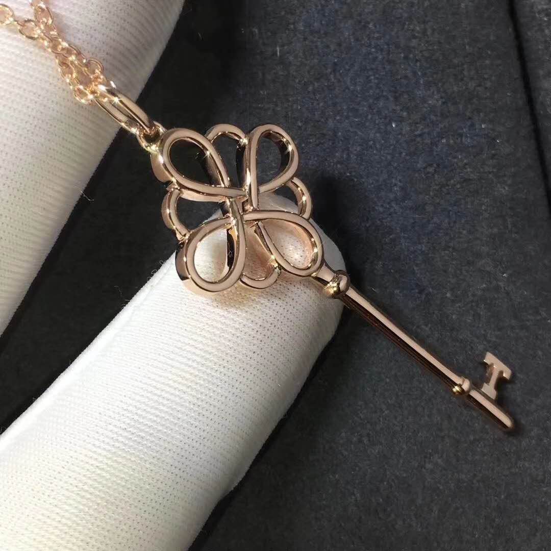 Pingente de chave de nó inspirado Tiffany Keys em ouro rosa 18k