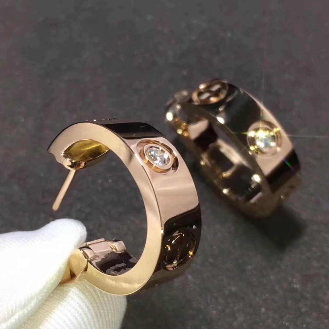 Boucles d'oreilles Cartier Love en or rose 18 carats avec diamants B8301218
